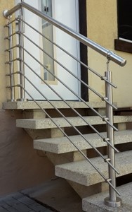 Geländer flexibler Bausatz mit Ronde am Boden und Wandflansch