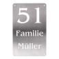 Preview: Hausnummer / Tür-Schild aus geschliffenem Edelstahl ganz individuell