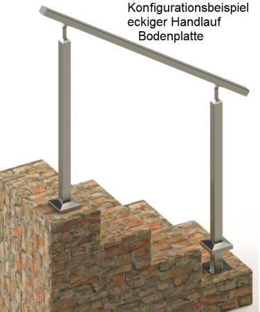 Ansicht mit eckigem Handlauf ohne Füllstäbe mit Bodenplatte