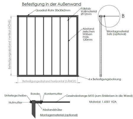 Maß-Skizze Fenstergitter Maße