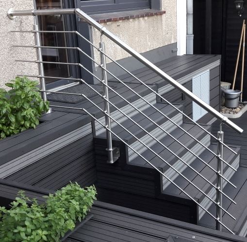 Geländer Bausatz Montage Treppe Treppengeländer Edelstahl Handlauf Handläufe 