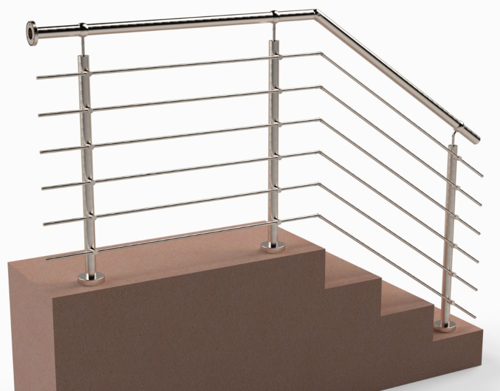 Geländer Treppengeländer Edelstahl Handlauf Hauseingang Montage Bausatz Pfosten 